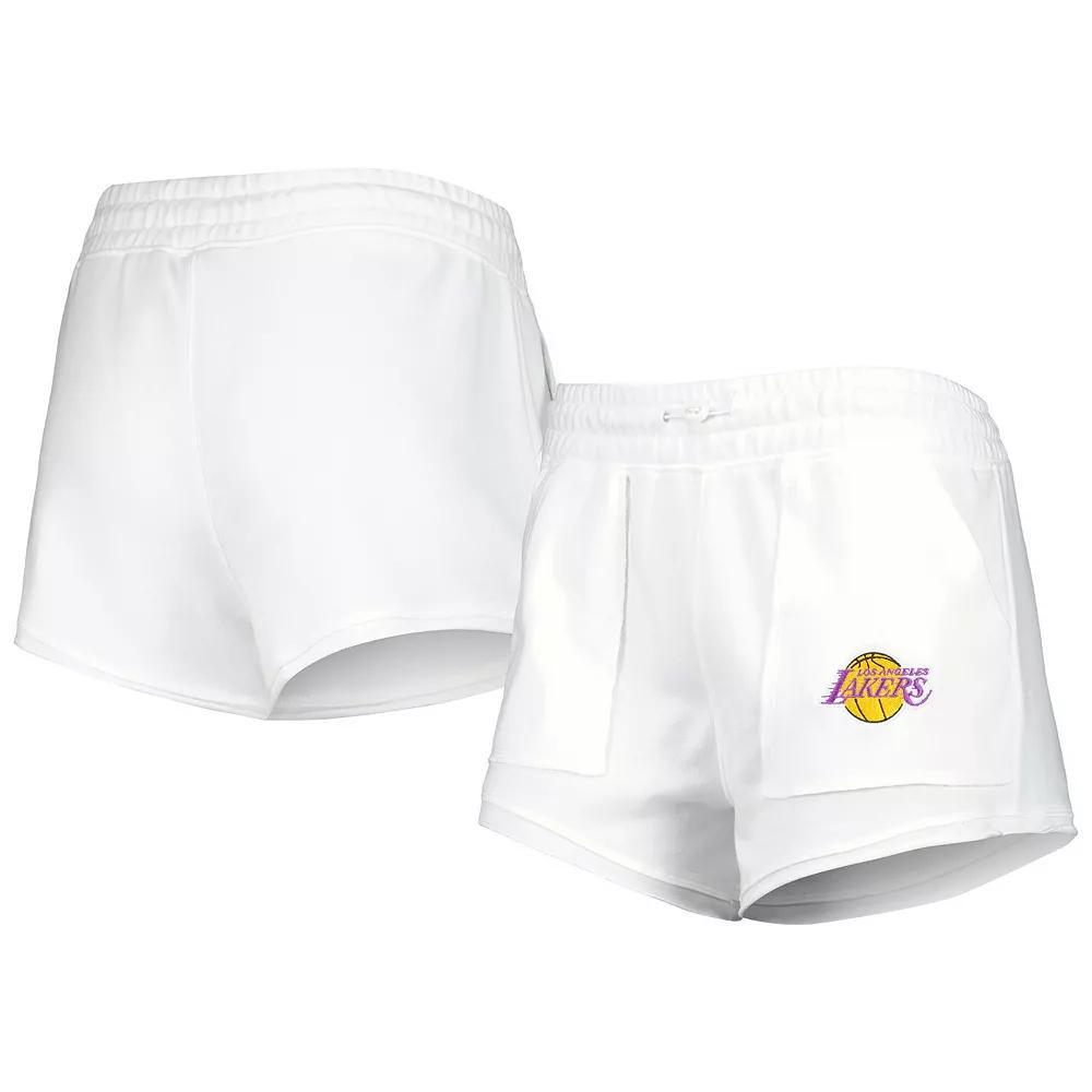 Women's Concepts Sport  White Los Angeles Lakers Sunray Shorts, Size: Medium Product Image