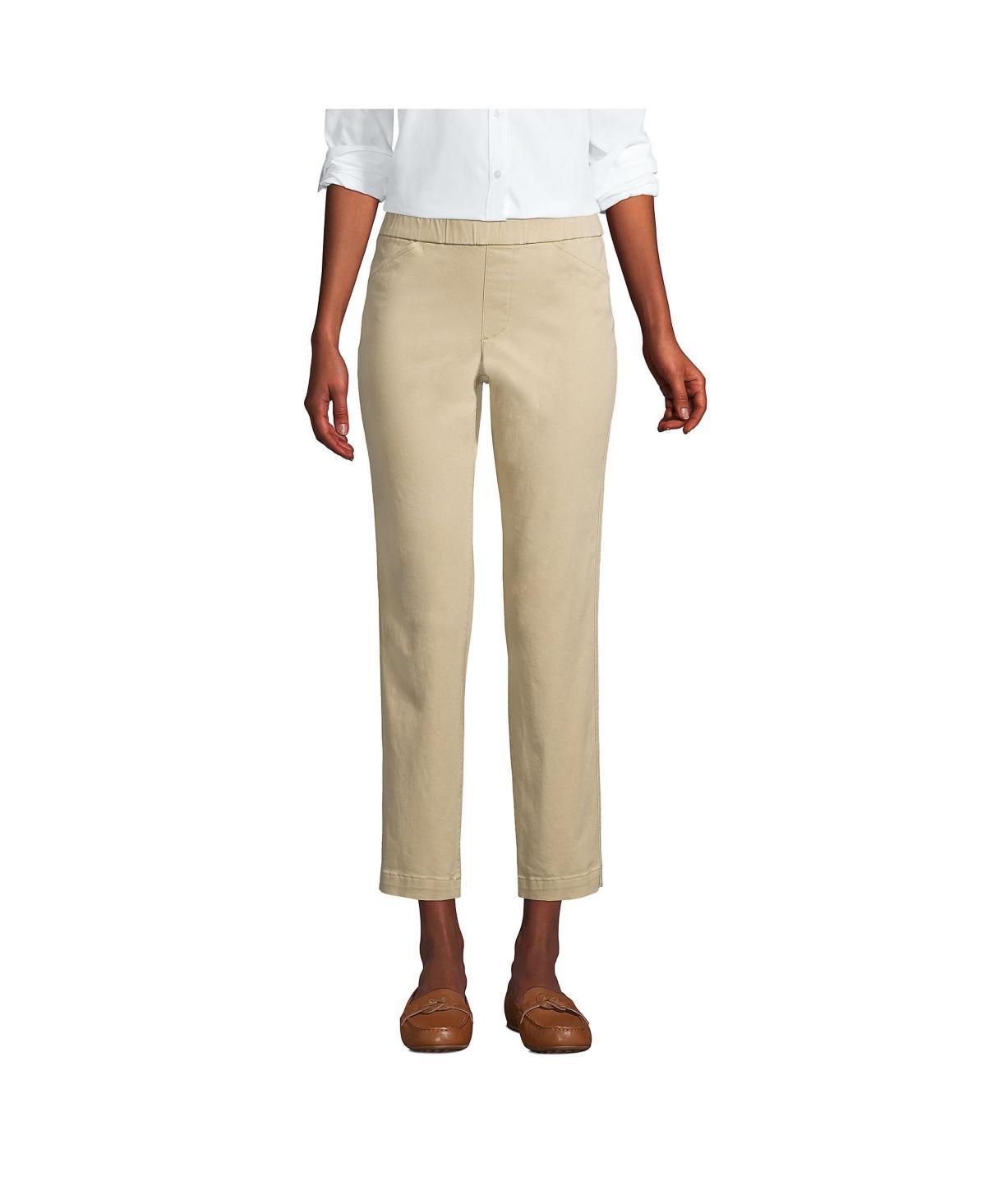 Womens Lands End Pull-On Chino Crop Pants Deep Blue Product Image