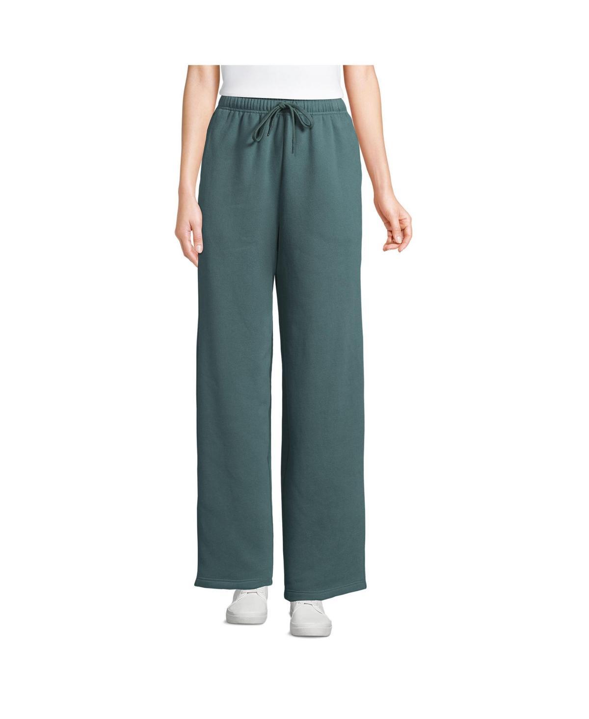 Petite Lands End Fleece High-Rise Relaxed Straight Leg Pants, Womens Product Image