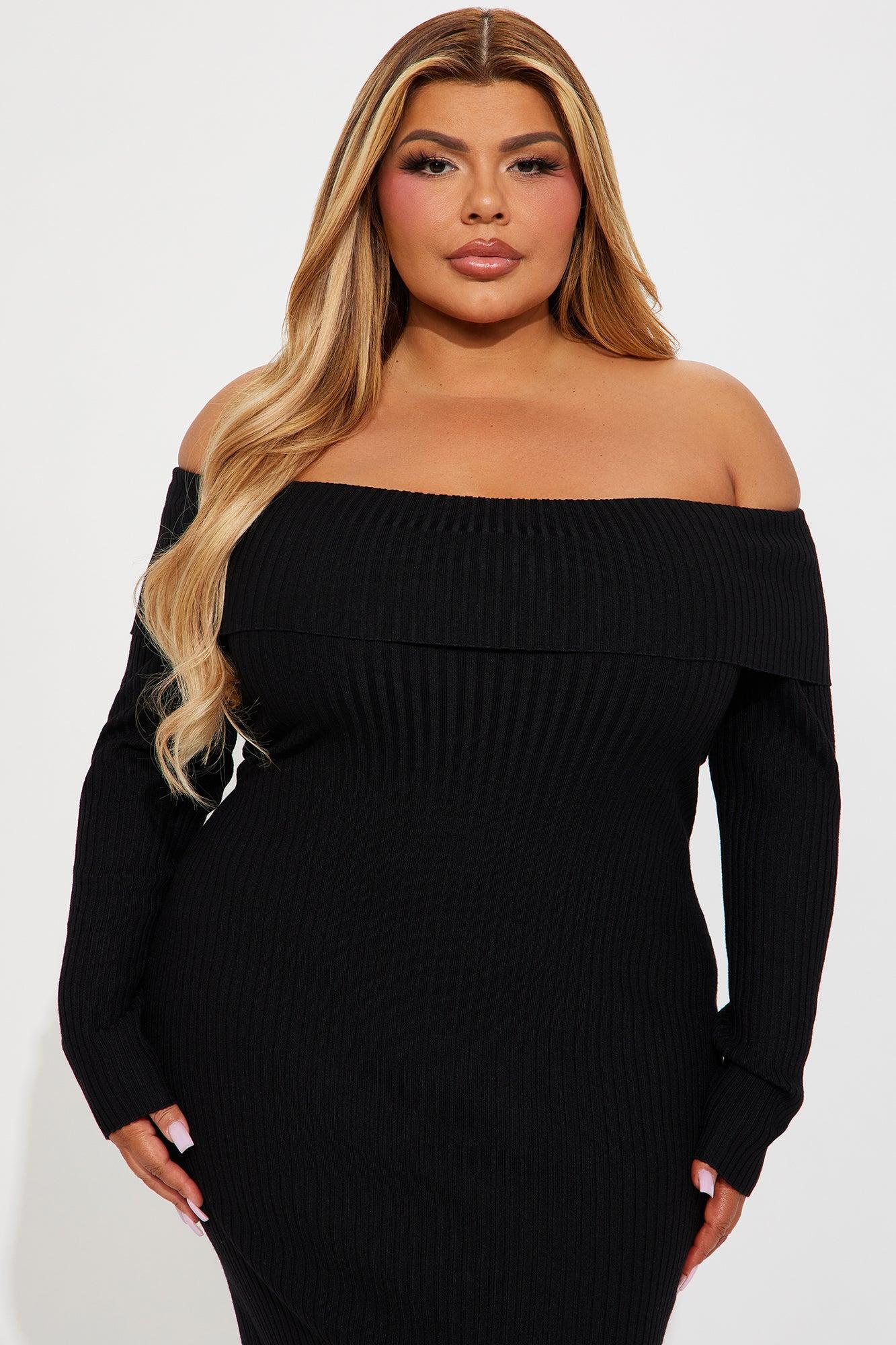Going Steady Ribbed Midi Dress - Black Product Image