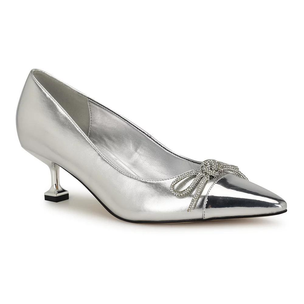 Nine West Wendon Womens Bridal Tapered Heel Slip-On Dress Pumps Product Image