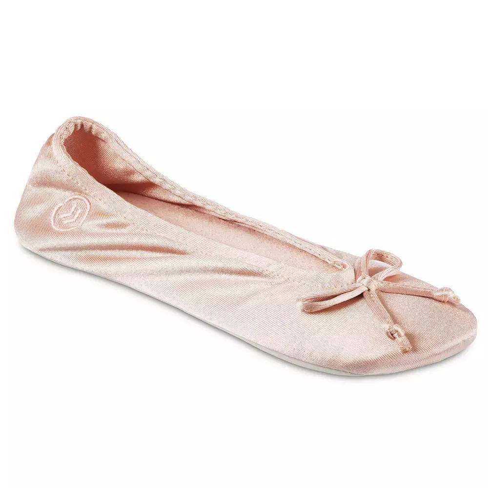 isotoner Satin Womens Ballerina Slippers Evening Brown Product Image