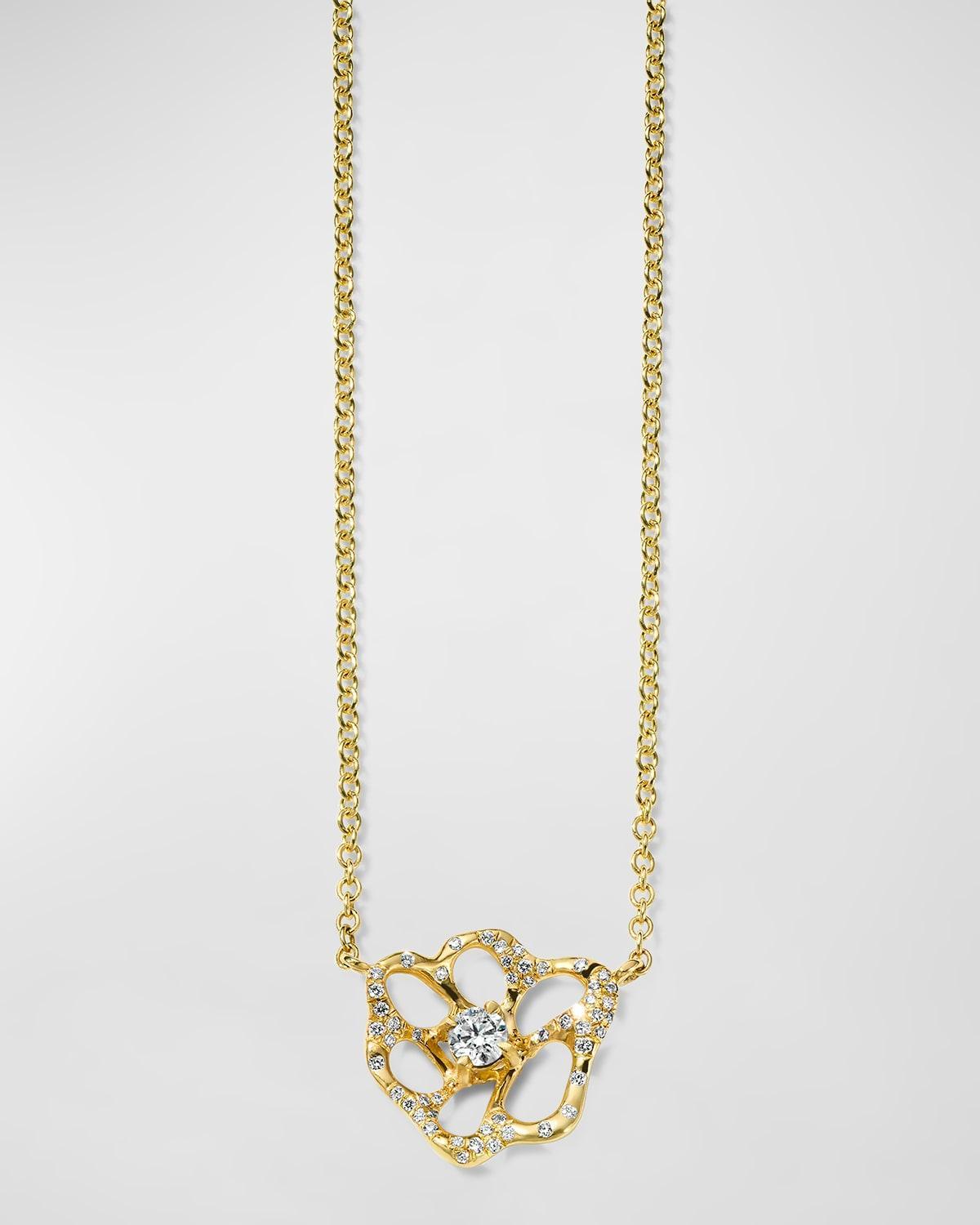 18K Stardust Drizzle Small Flower Necklace with Diamonds Product Image