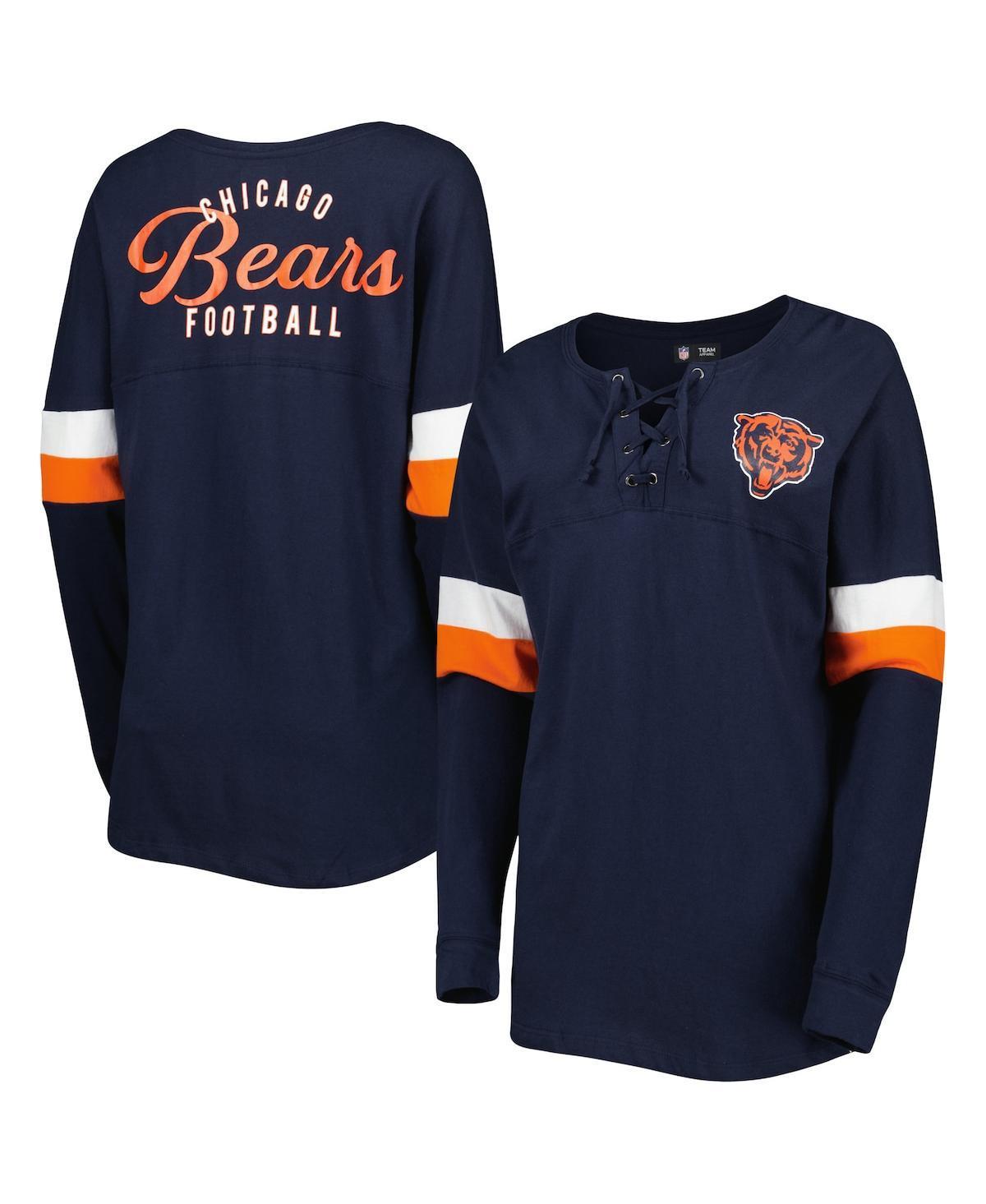 Womens New Era Chicago Bears Athletic Varsity Lace-Up Long Sleeve T-Shirt Blue Product Image