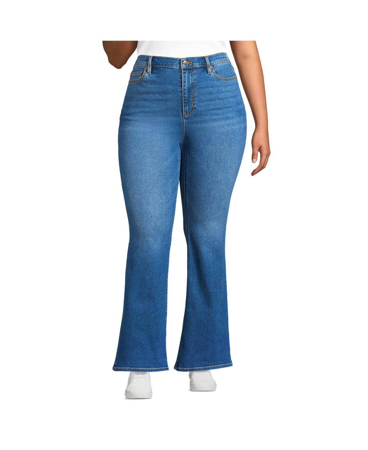 Plus Size Lands' End High-Rise Skinny Flare Jeans, Women's, Size: 16 W, Beau Blue Product Image