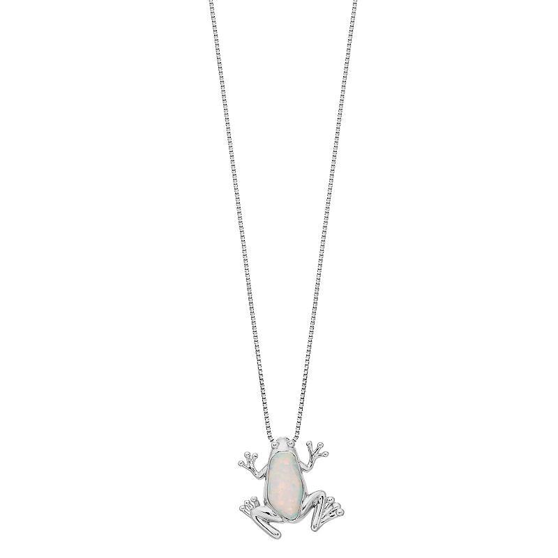 Gemminded Silver Tone Lab-Created Opal Frog Pendant Necklace, Women's, Size: 18", Sterling Product Image
