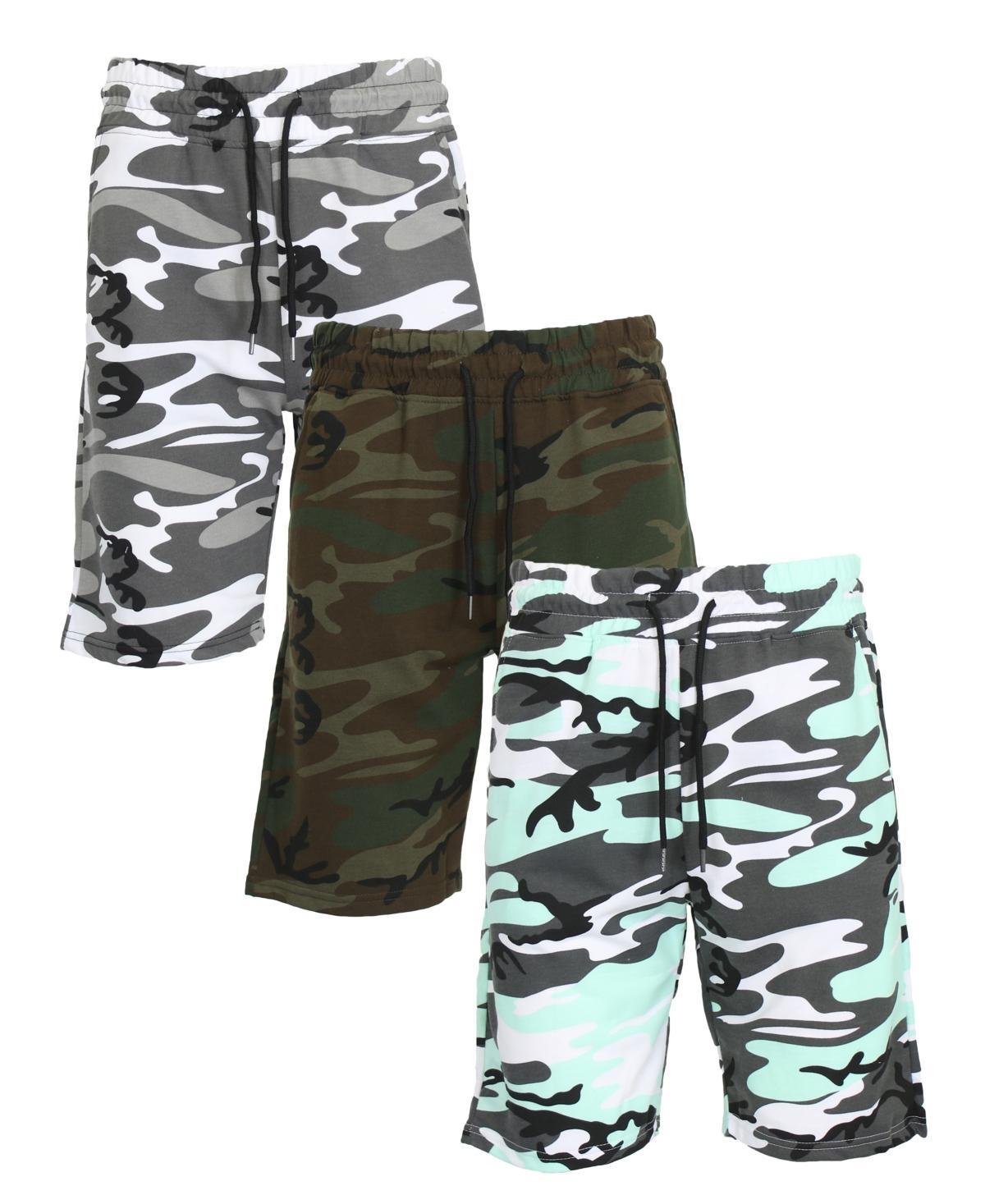 Galaxy By Harvic Mens Camo Printed French Terry Shorts, Pack of 3 Product Image