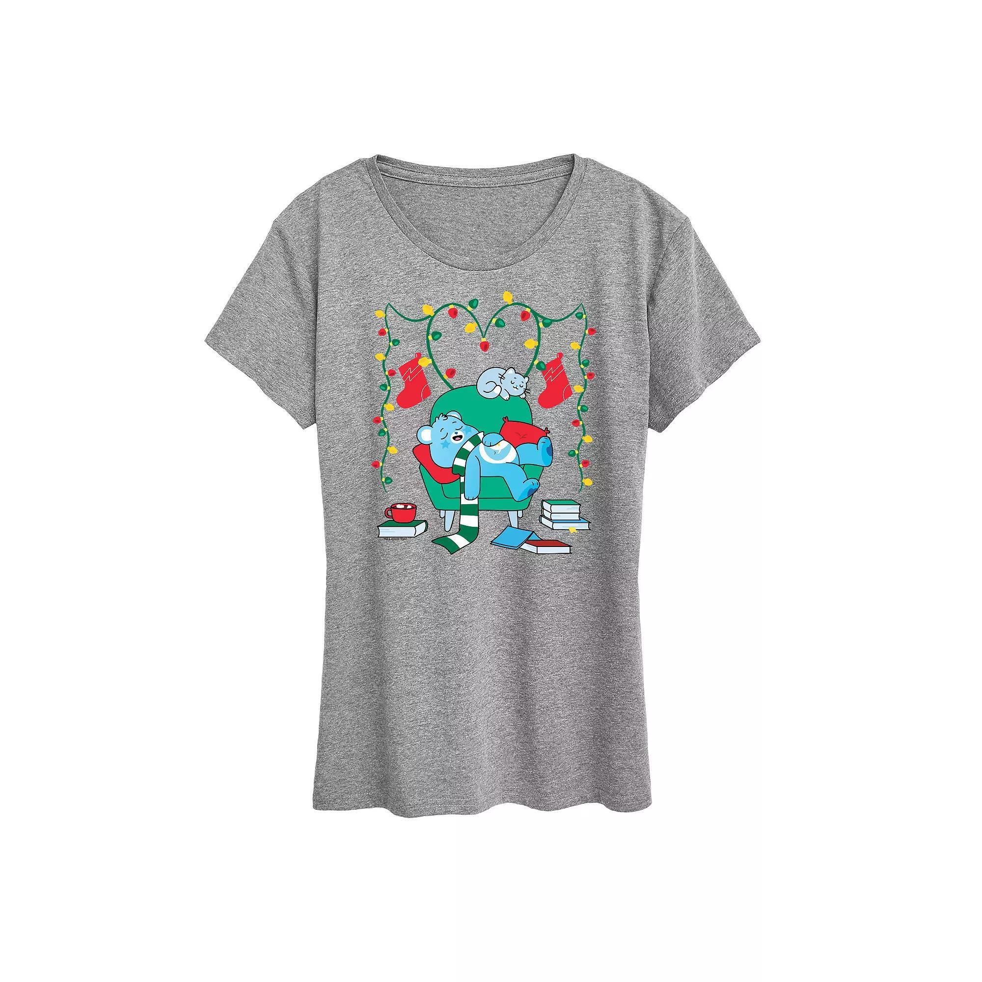 Womens Care Bears Cozy Christmas Graphic Tee, Girls Grey Gray Product Image