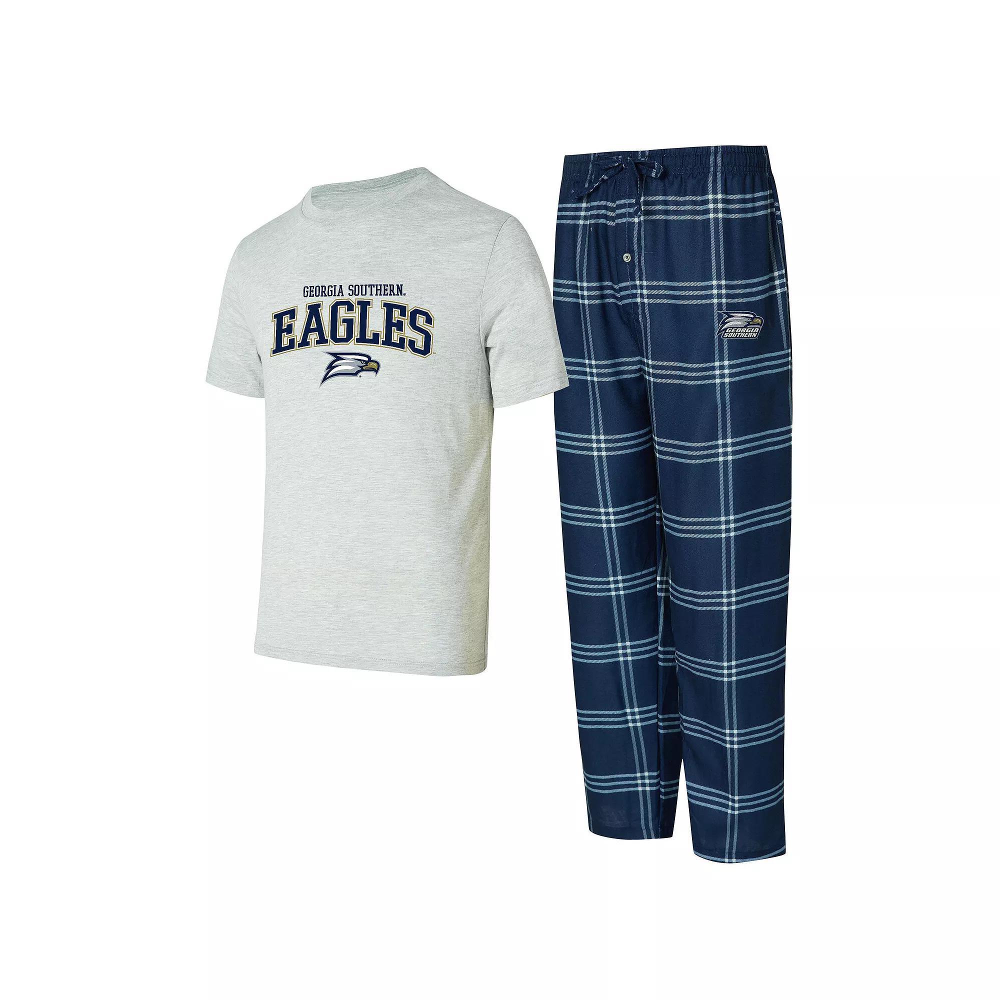 Men's Concepts Sport Blue/Gray Georgia Southern Eagles T-Shirt & Pants Sleep Set, Size: Medium, Gsu Blue Product Image