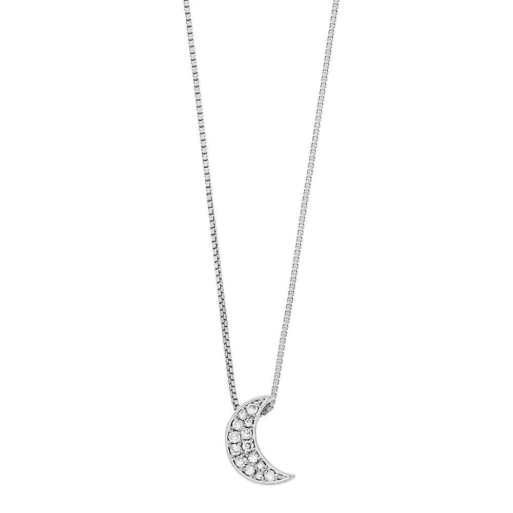 Gemminded 18k Gold Over Silver 1/10 Carat T.W. Diamond Crescent Moon Pendant Necklace, Women's, Size: 18", Yellow Product Image