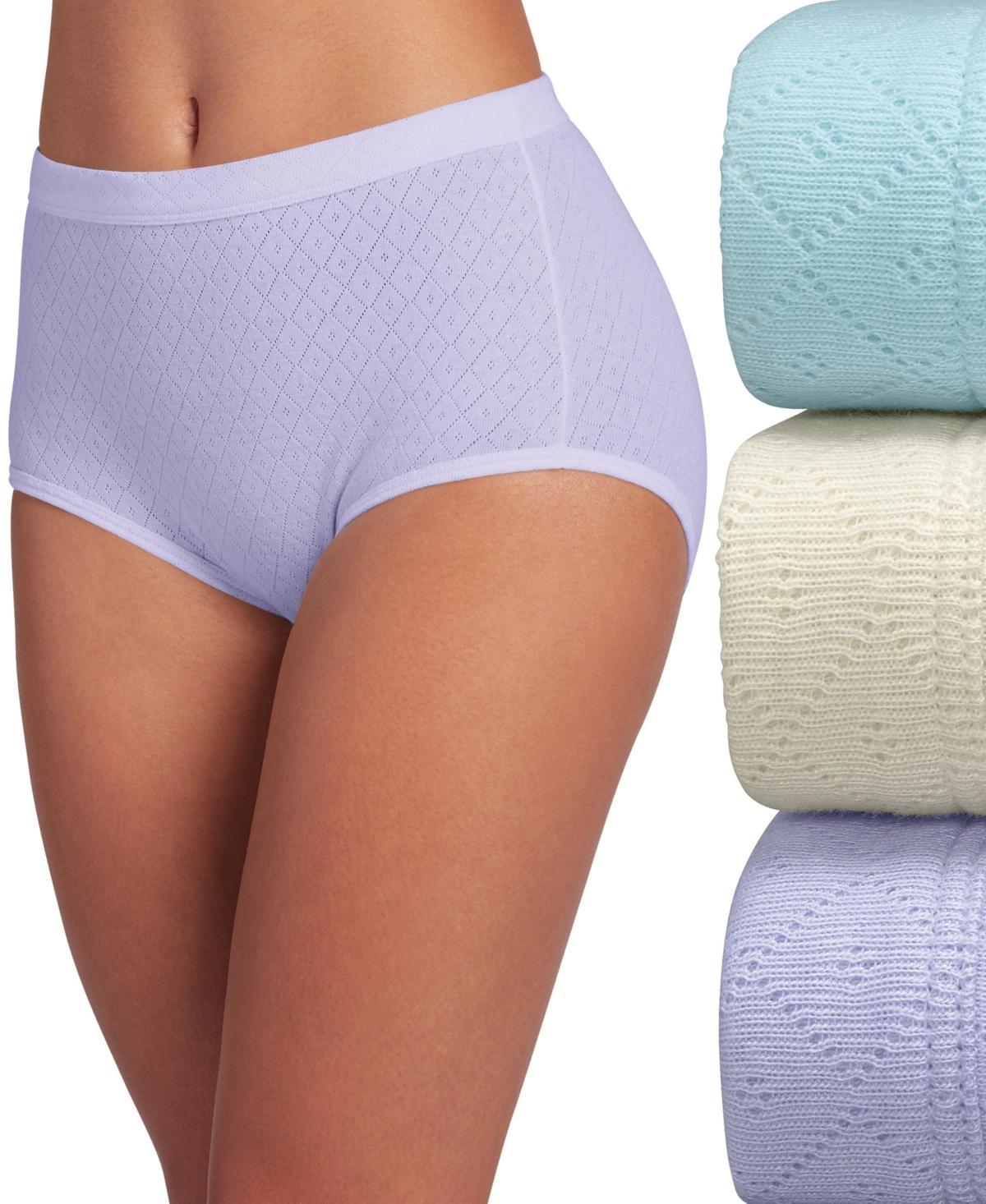Womens Jockey Elance Breathe 3-pack Pointelle Briefs Panty Set 1542 Purple Veil Asst Product Image
