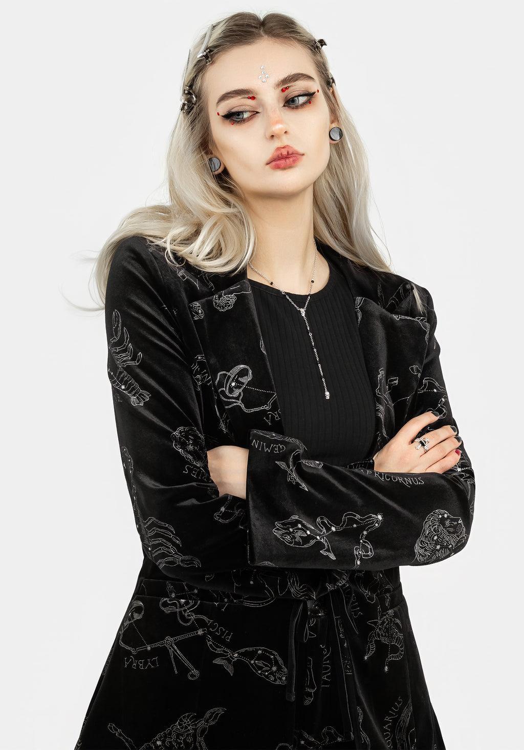 Zodiac Foil Print Velour Blazer Product Image