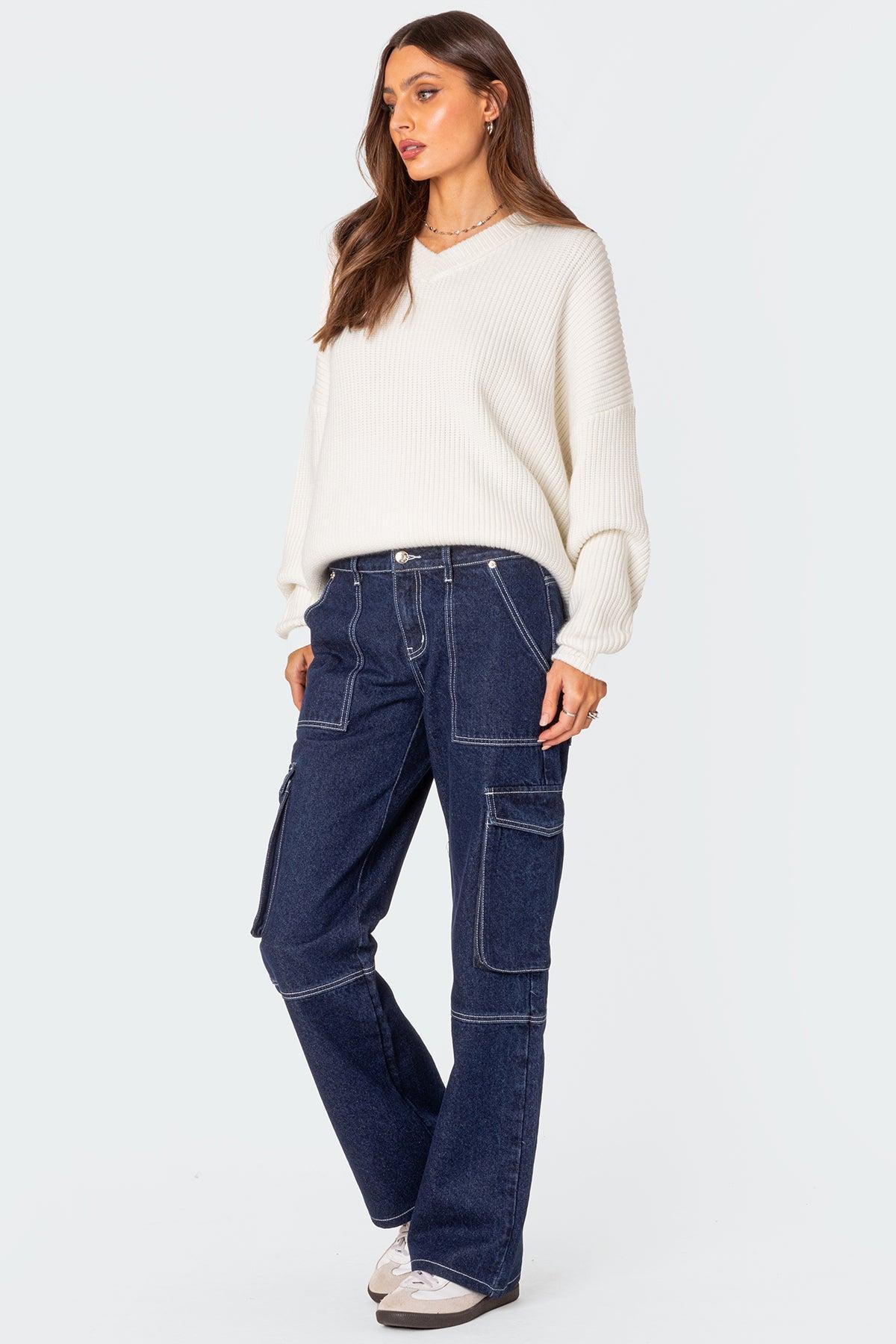 Denny Oversized V Neck Sweater Product Image