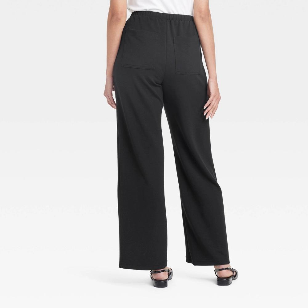 Women's Mid-Rise Sandwash Pull-On Knit Leisure Utility Pants - A New Day™ Black S: Modal Blend, Elastic Waistband Product Image