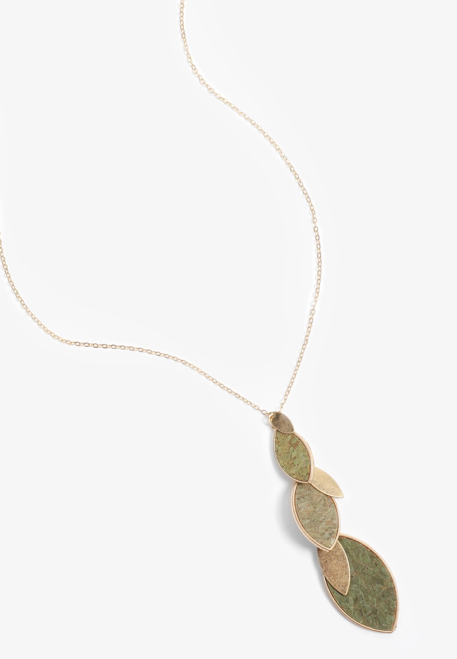 Green Ombre Leaf Linear Pendant Necklace Product Image