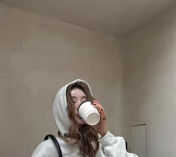 Lettering Print Drawstring Hoodie Product Image