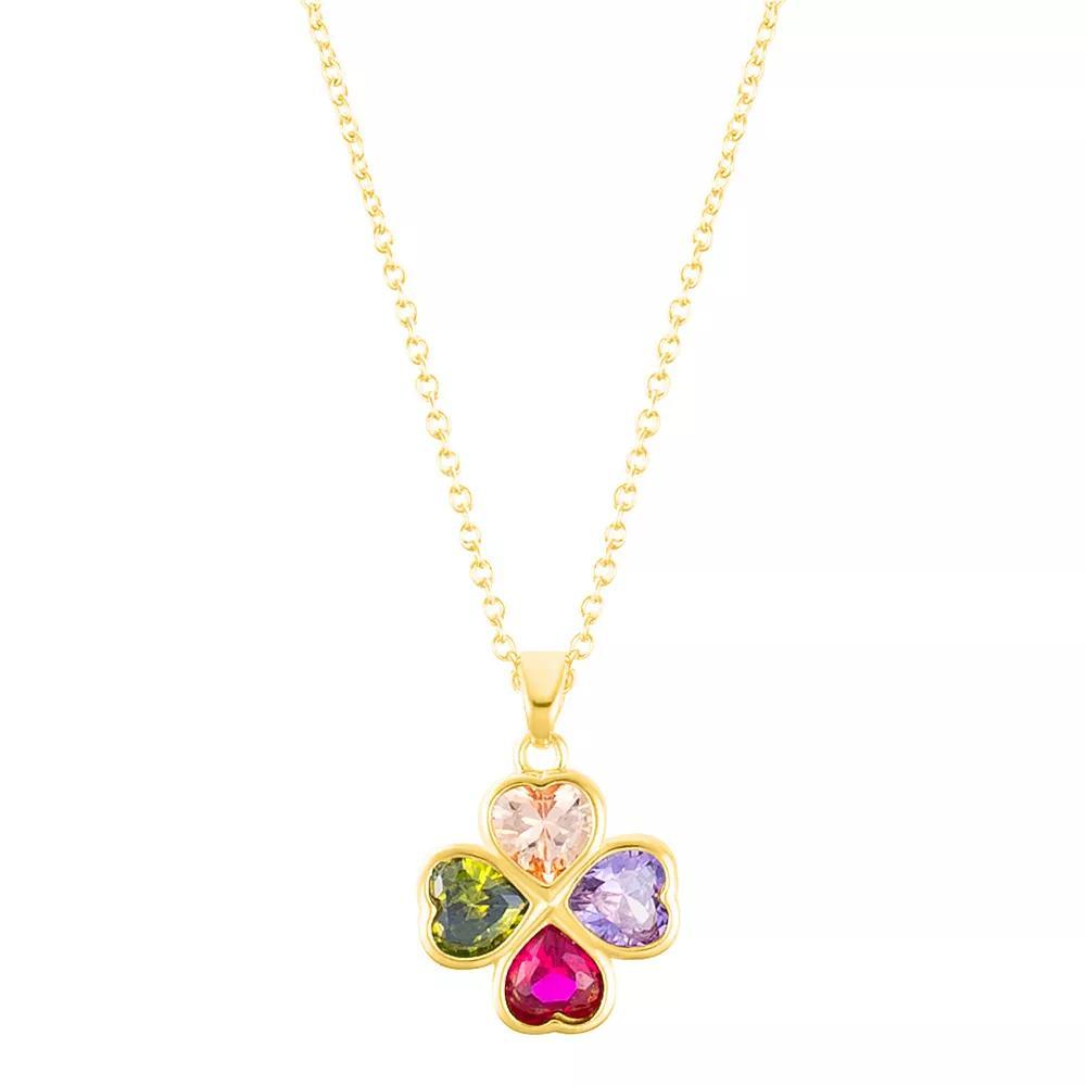 Adornia Adjustable Crystal Heart Clover Necklace, Women's, Size: 15-19" ADJ, Gold Tone Team Product Image