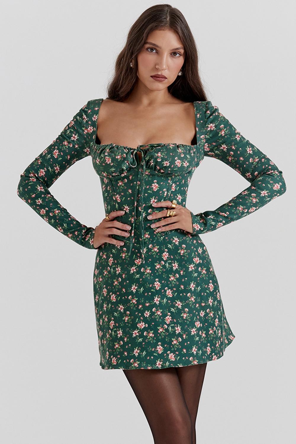 Malika Green Floral Corset Mini Dress Product Image