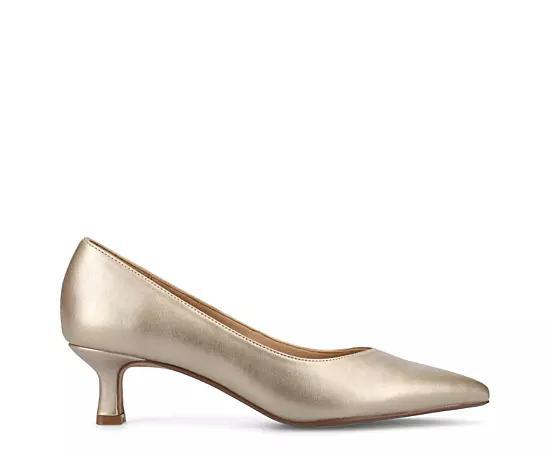 Journee Pammie Medium and Wide Width Womens Slip-On Kitten Heel Pumps Beige Product Image