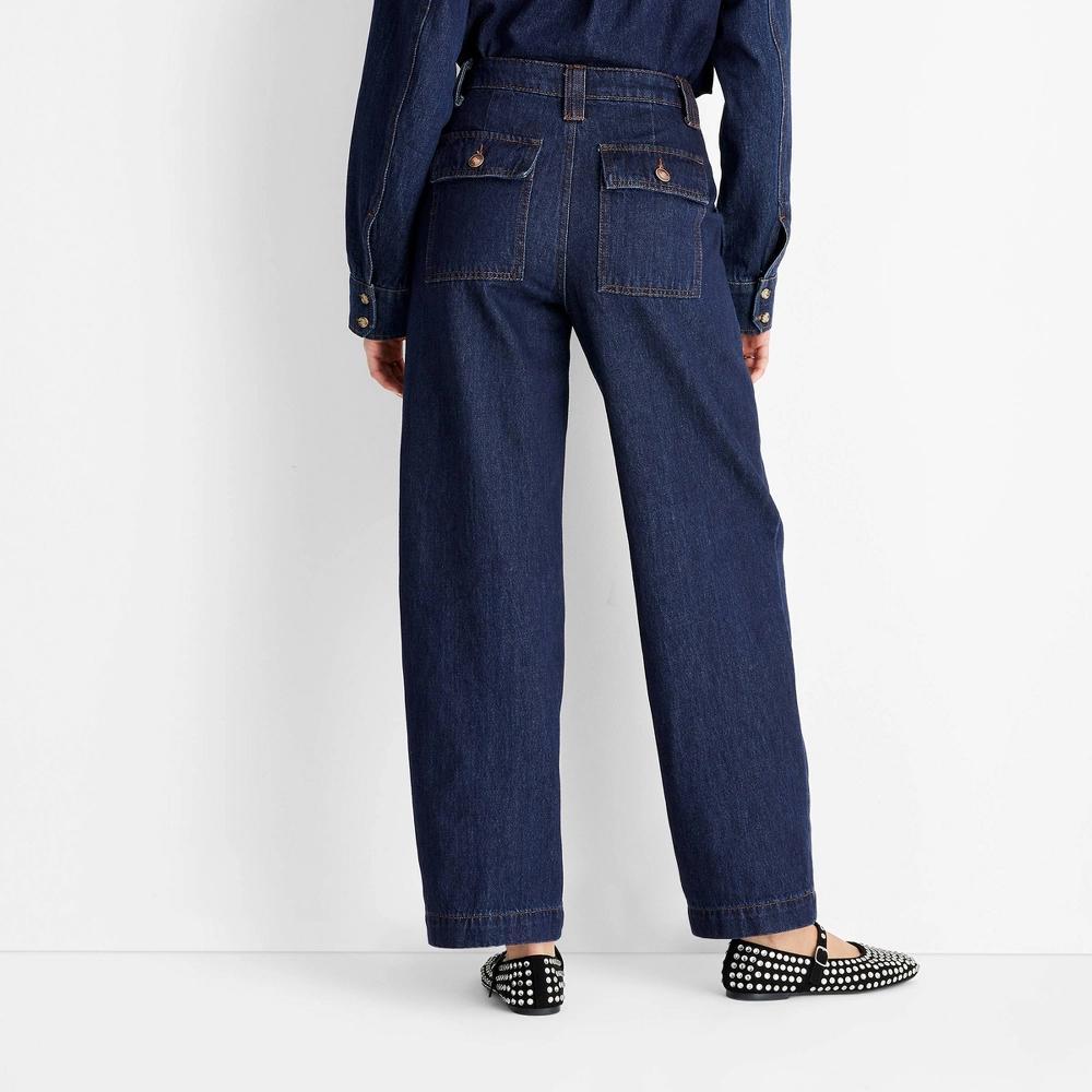 Womens High-Rise Straight Leg Jeans - Future Collective Dark Blue Product Image