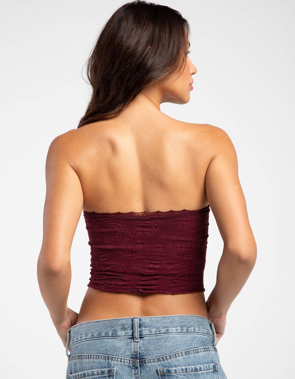FULL TILT Seamless Lace Trim Textured Womens Tube Top Product Image