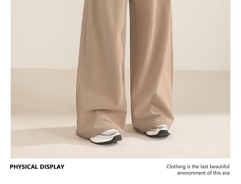 High Rise Plain Pleated Wide Leg Pants Product Image