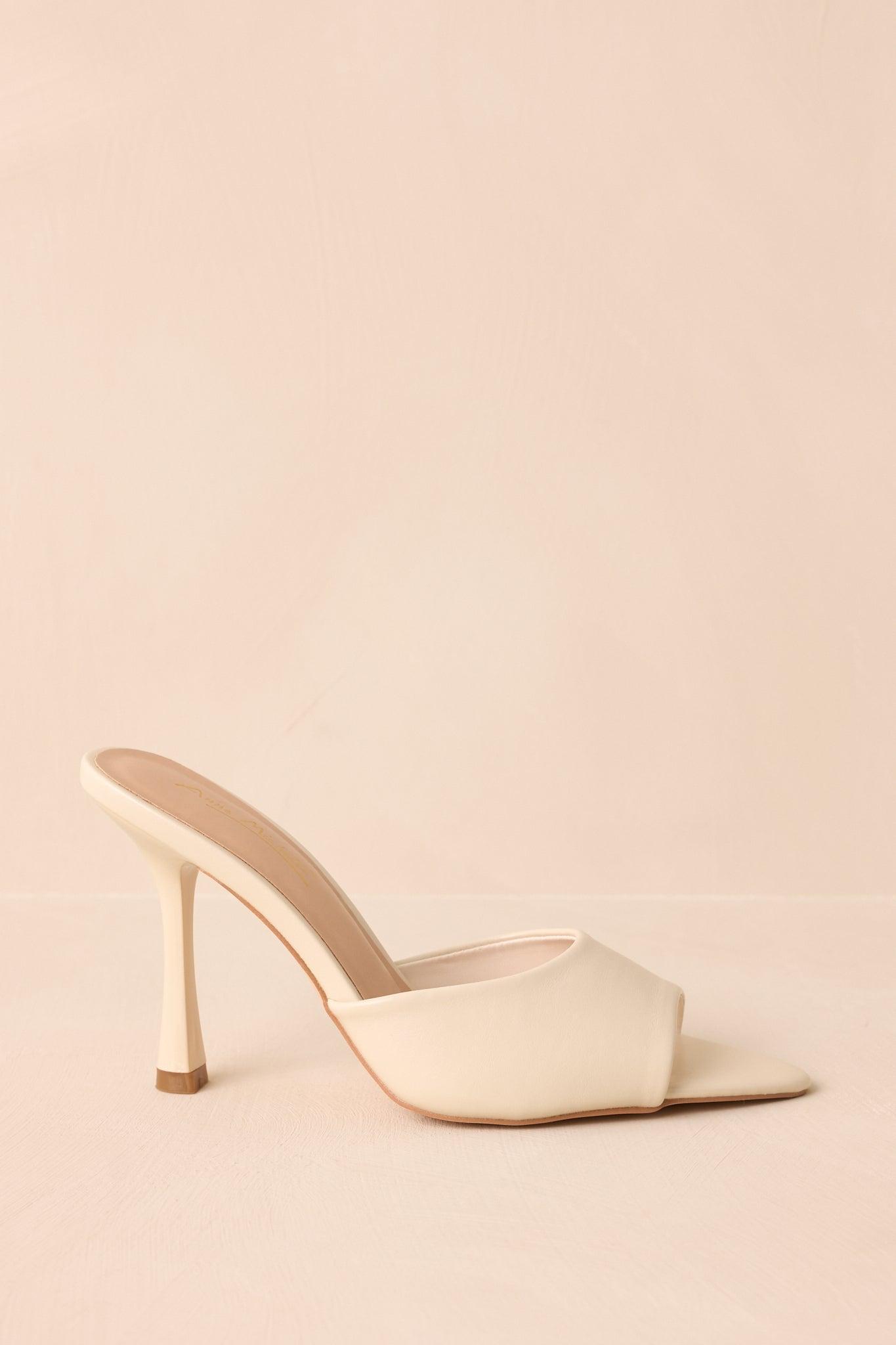 Every Step Counts Ivory Faux Leather High Heel Sandals Product Image