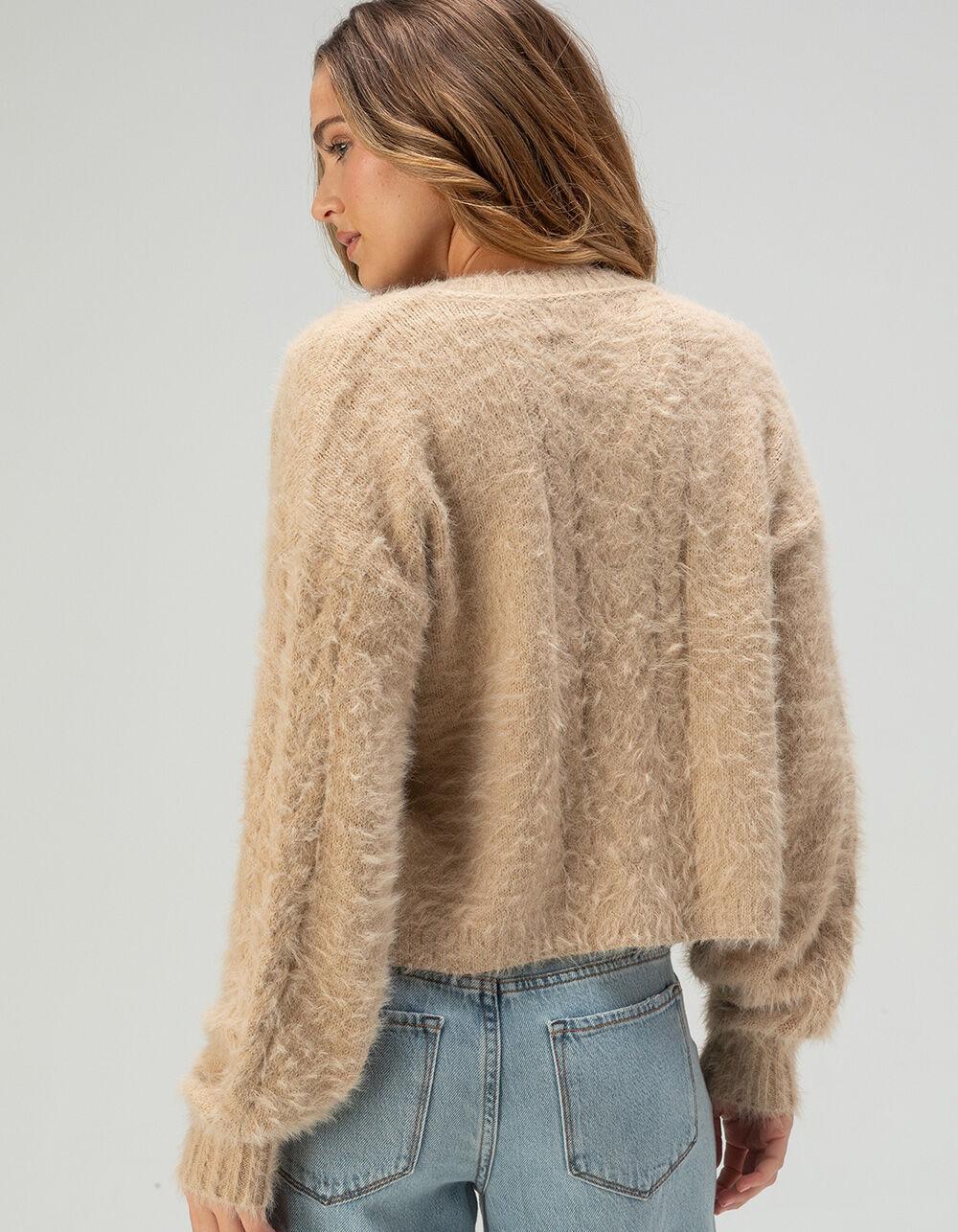 RSQ Womens Cable Fuzzy Cardigan - PINK Product Image
