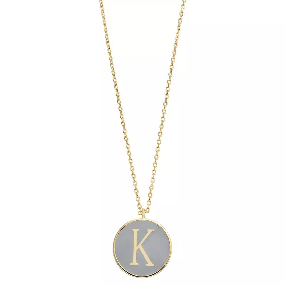 City Luxe Gold Tone Enamel Initial Disc Pendant Necklace, Women's, Size: 18", Gold Tone K Product Image