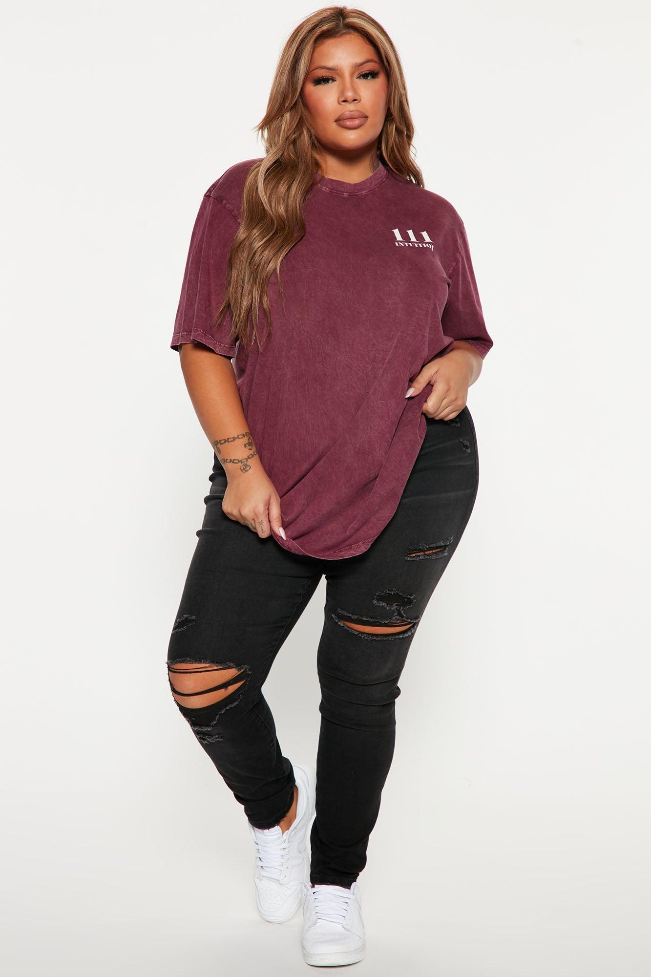 111 Angel Number Tunic Top - Burgundy Product Image