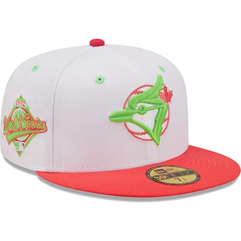 Men's New Era White/Coral Toronto Blue Jays 1992 World Series Strawberry Lolli 59FIFTY Fitted Hat, Size: 8, Jay White Product Image