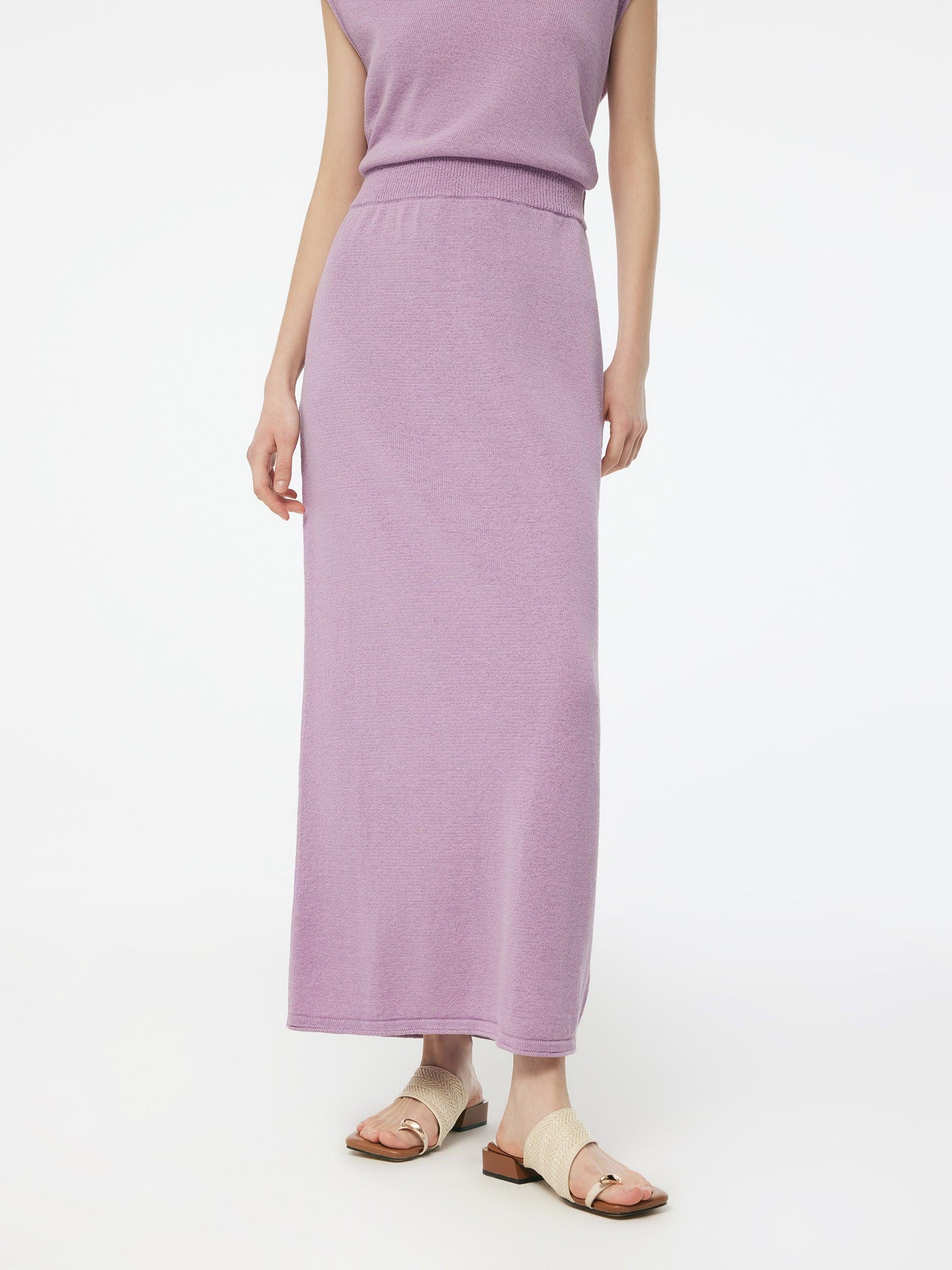 Linen Cotton Blend Women Knit Skirt Product Image