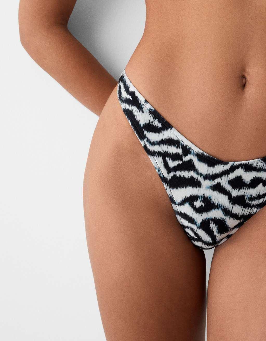 Bershka V-front bikini bottoms in zebra print - part of a set Product Image
