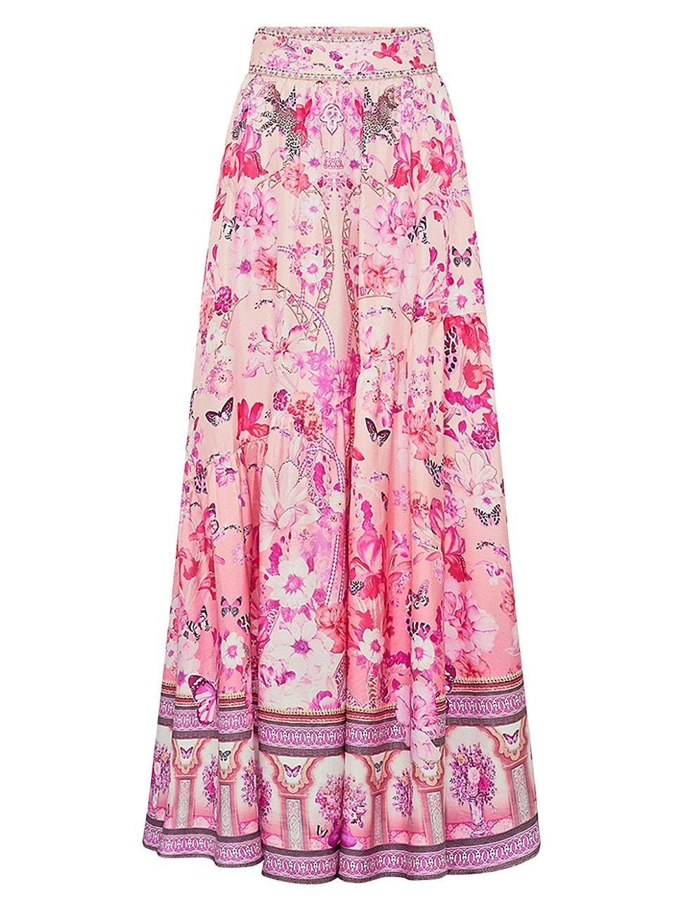 Womens Botanical Silk Maxi Skirt Product Image
