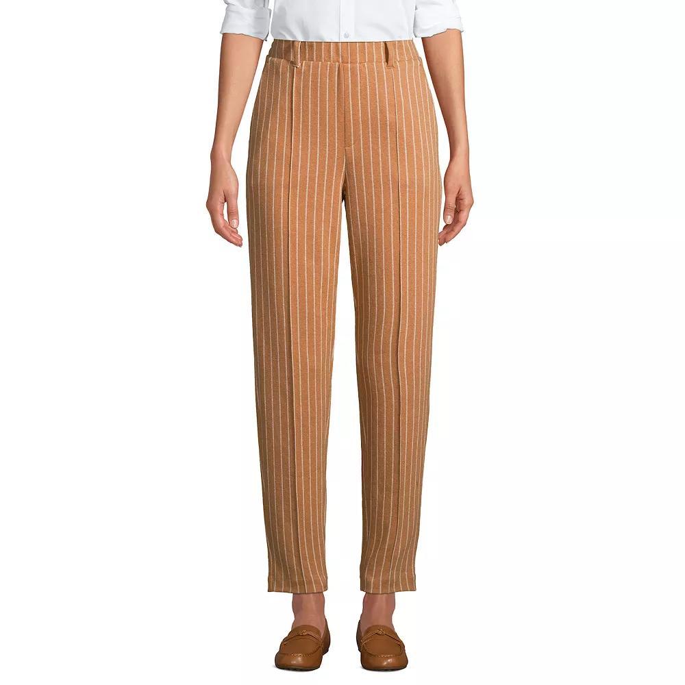 Petite Lands End Sport Pull-On Tapered Pants, Womens Camel Grey Stripe Product Image