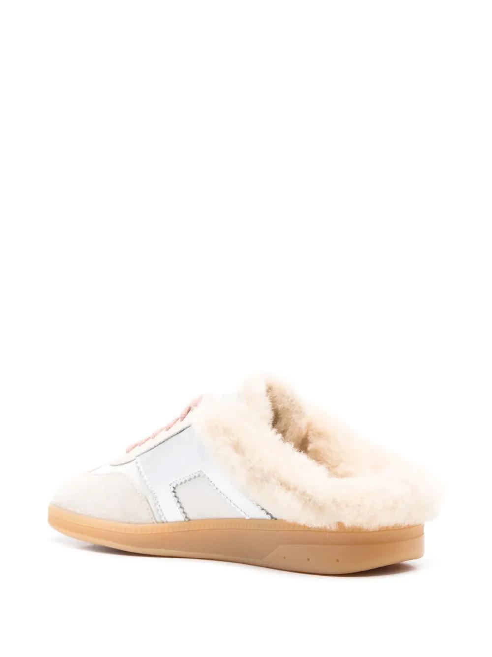 SANTONI Panelled Slippers In White Product Image
