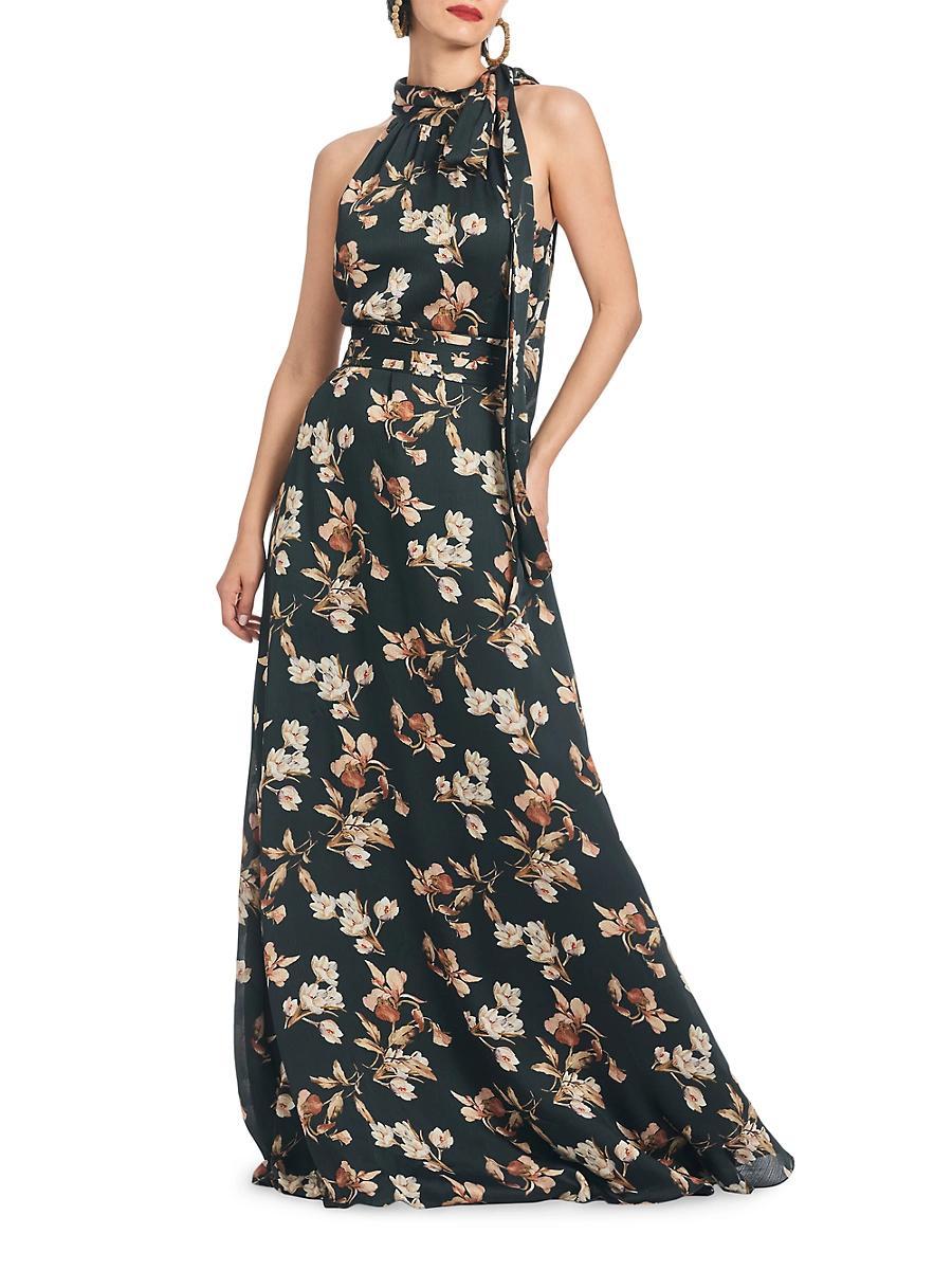 Womens Kayla Floral Georgette Tieneck Gown Product Image