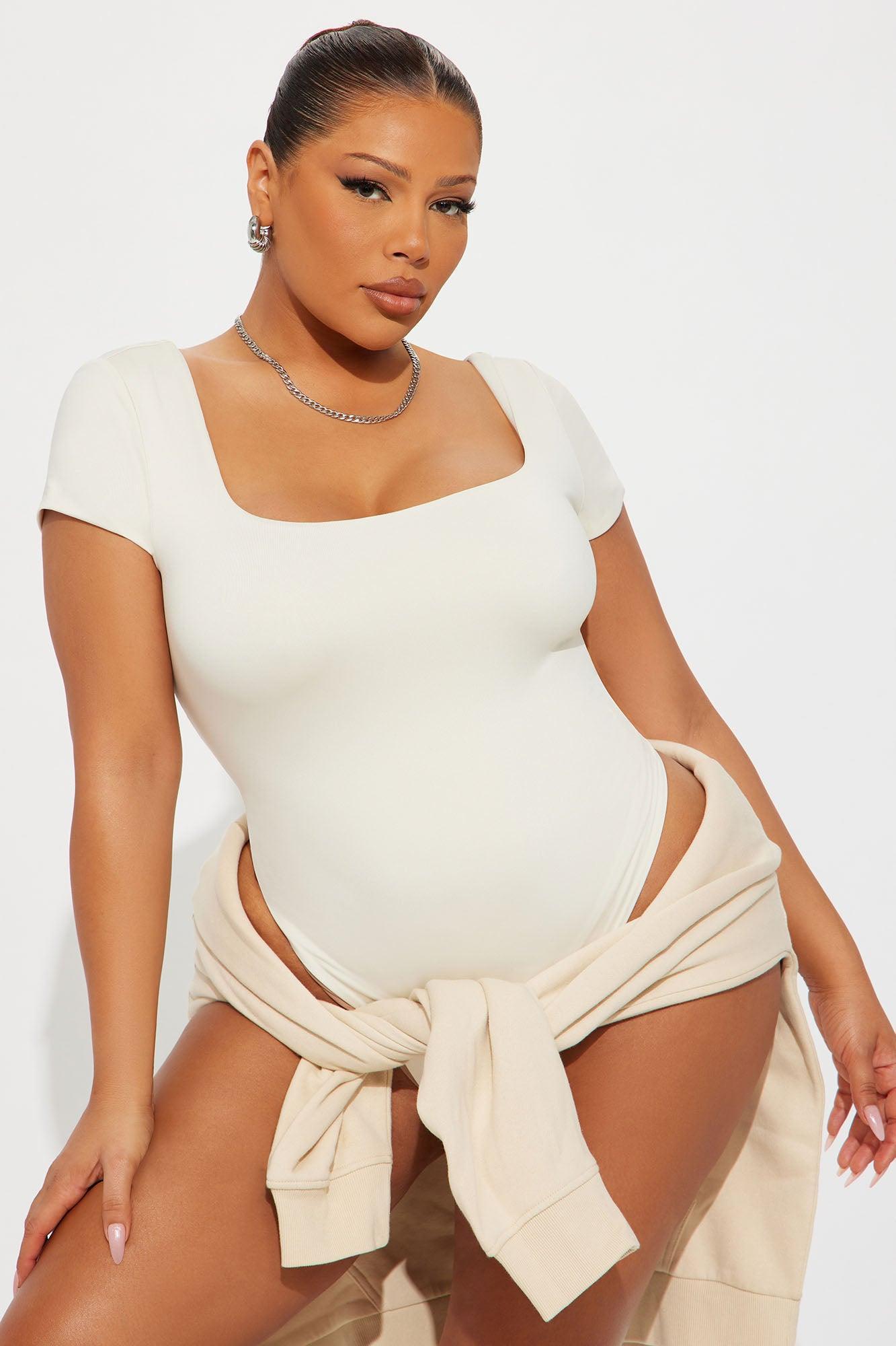 Contour Double Lined Square Neck Bodysuit - Bone Product Image