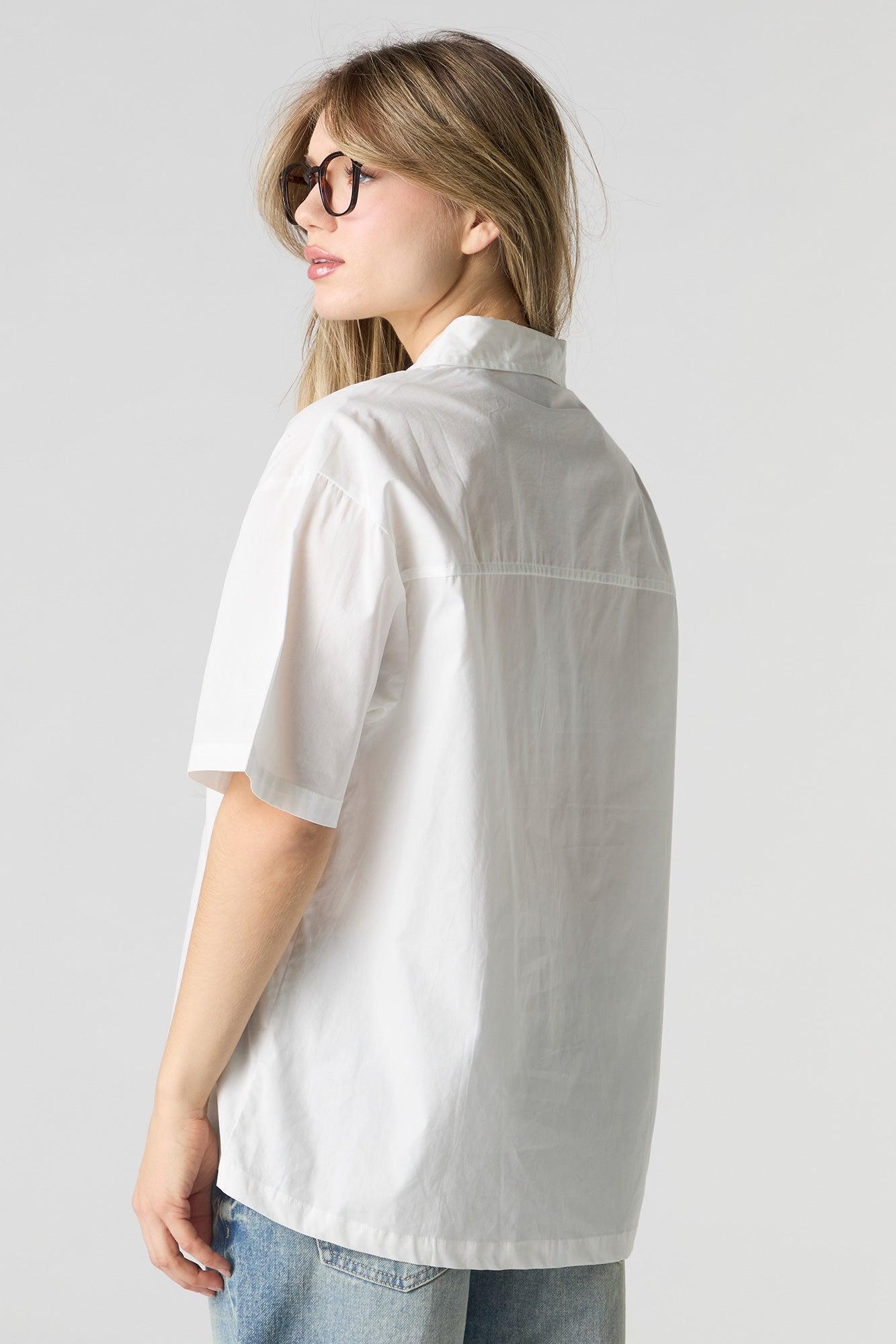 Poplin Oversized Button-Up Top Female Product Image