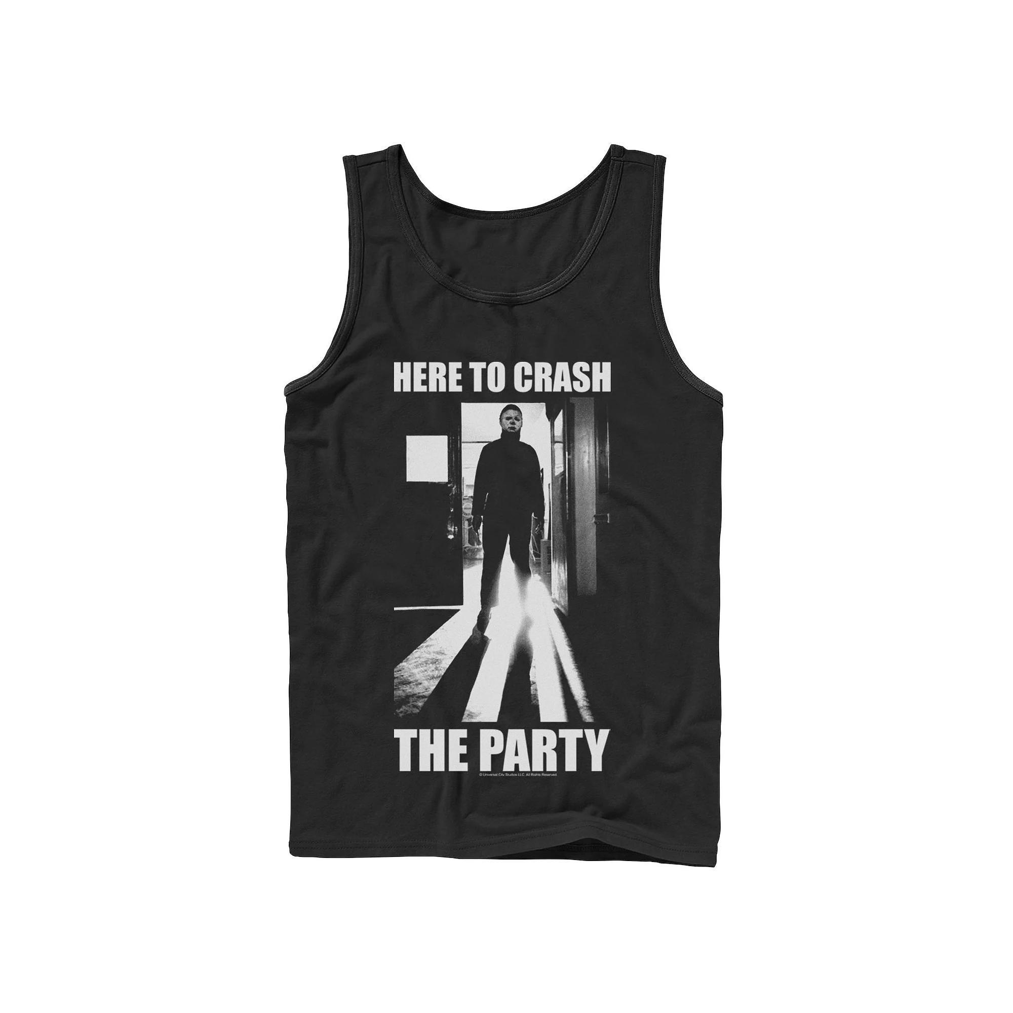 Men's Halloween Michael Myers Here To Crash The Party Tank Top, Size: Large, Black Product Image