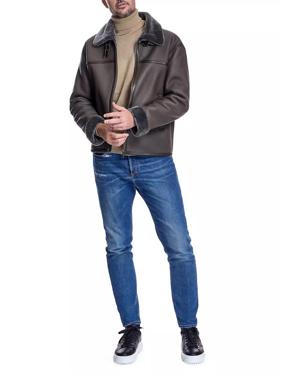 Tonal Shearling Aviator Jacket Product Image