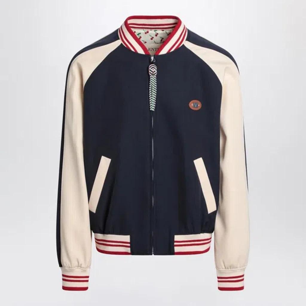 VALENTINO La Chat De La Maison Wool Bomber Jacket In Black Product Image