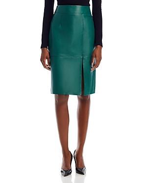 Womens Slim-Fit Pencil Skirt in Grained Leather Product Image