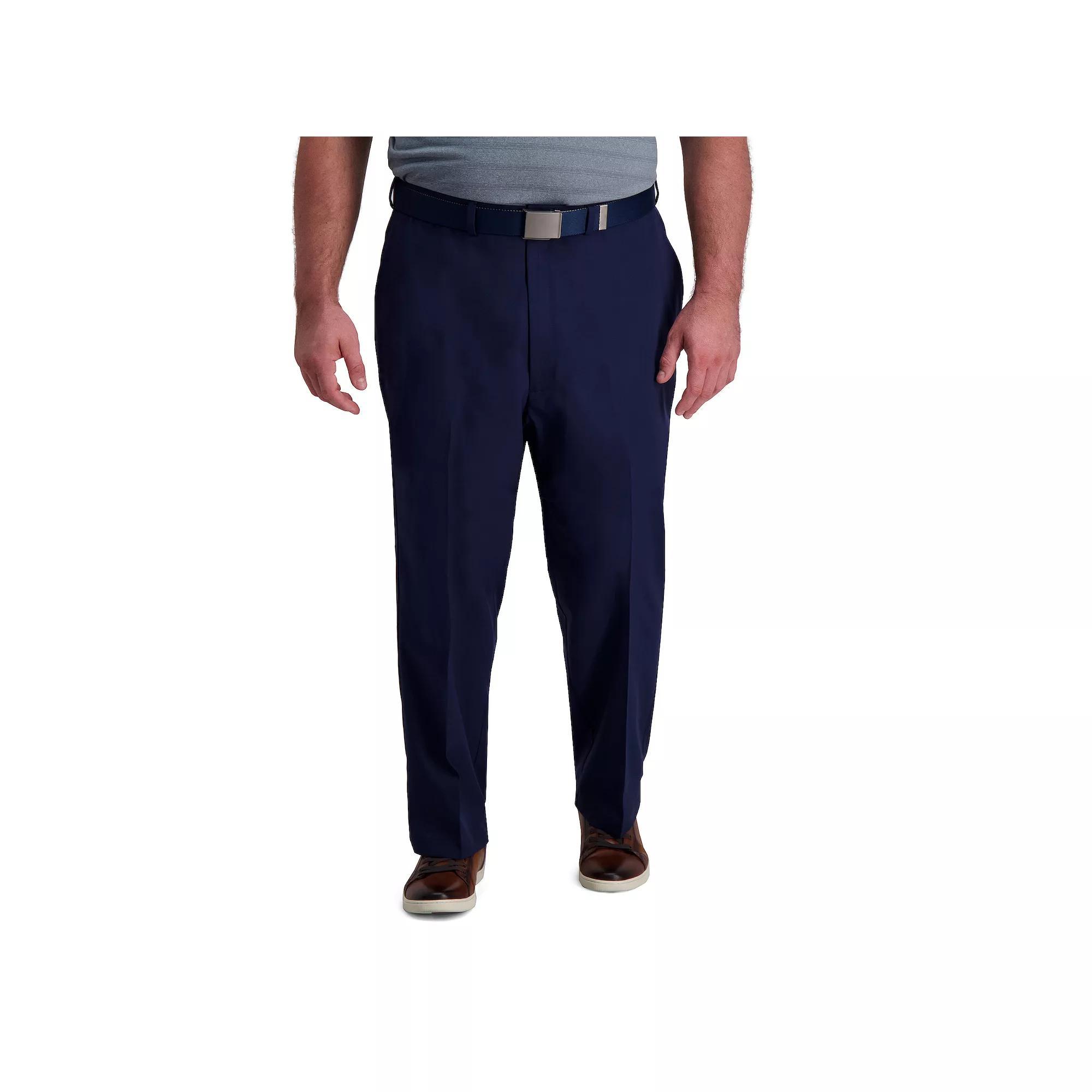 Big & Tall Haggar Cool Right Classic-Fit Flat-Front Performance Flex Pants, Mens Black Product Image