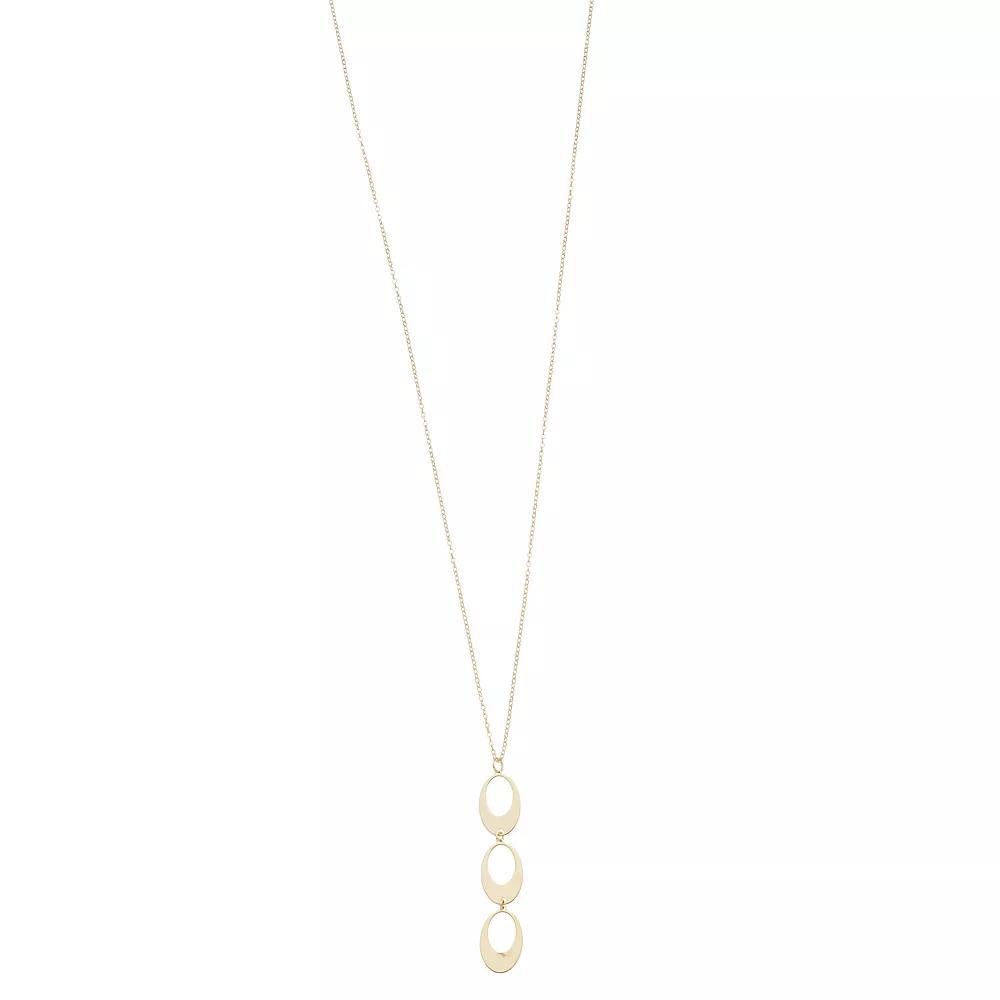 Au Naturale 10k Gold Three Oval Drop Necklace, Women's, Size: 17", Yellow Product Image