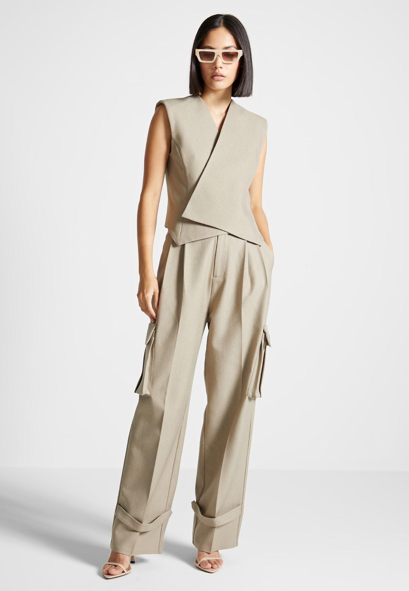 Laurence - Tailored Wrap Waistcoat - Beige Female Product Image