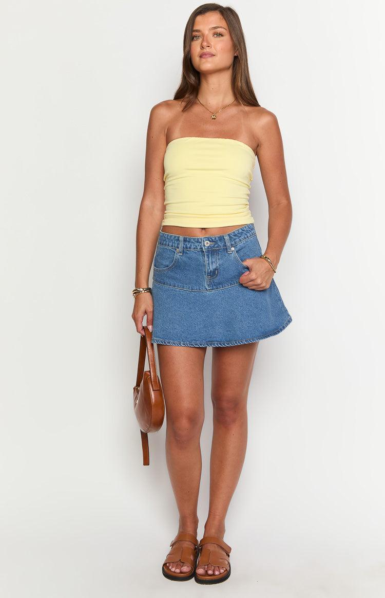Quinley Mid Wash Denim Mini Skirt Girls Product Image