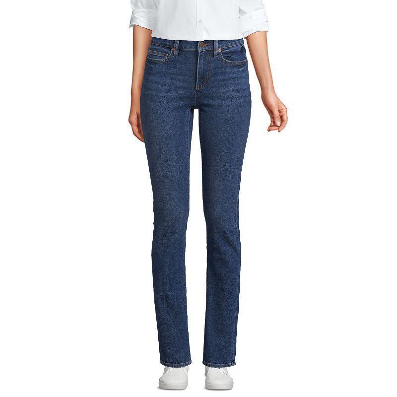 Women's Lands' End Mid-Rise Straight Leg Jeans, Size: 14X32, Mellow Blue Product Image