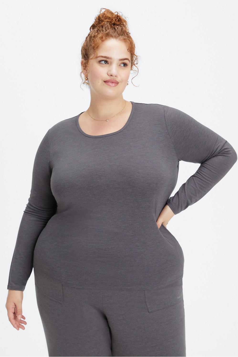Fabletics RestoreKnit Long Sleeve Tee Womens Pewter Size S Product Image
