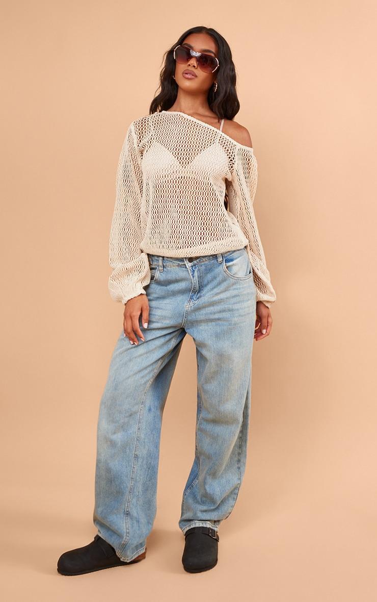 Stone Textured Knit Off The Shoulder Long Top Product Image